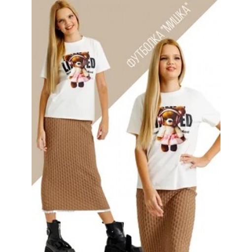 Футболка с мишкой экрю