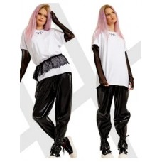 Брюки джоггеры утепленные кожа. Черные