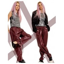 Брюки джоггеры утепленные кожа. Бордо