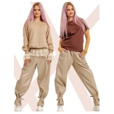 Брюки джоггеры утепленные кожа. Бежевый лайт