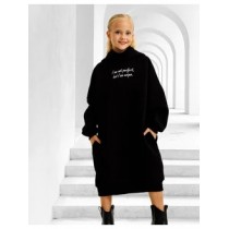 Худи - платье с начесом черное Bloomy-Line