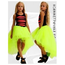 Асимметричная юбка-шорты mini-maxi желтый неон