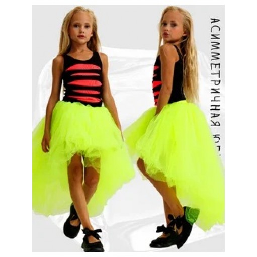 Асимметричная юбка-шорты mini-maxi желтый неон