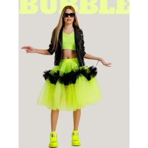 Фатиновая юбка-шорты Bubble супер объем неон с черным