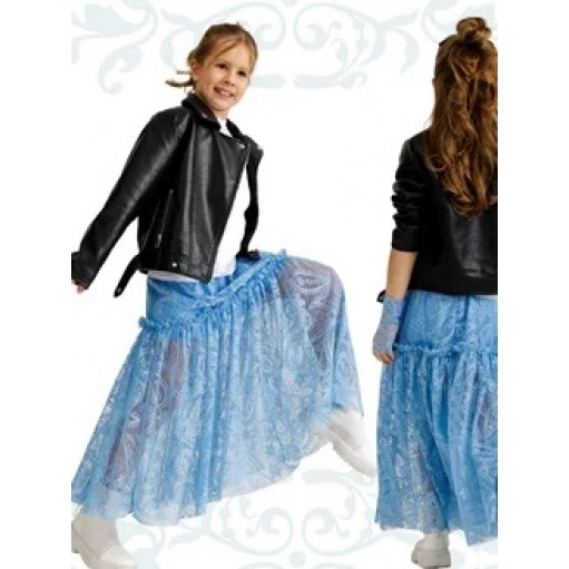 Гипюровая юбка макси небесно-голубая