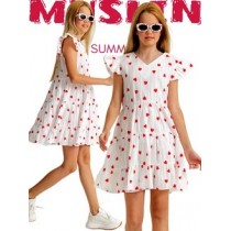 Платье с принтом сердце из шитья