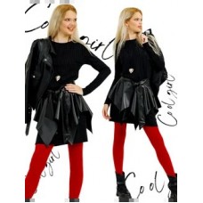  Платье-лапша c кожаной съемной баской