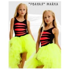 "Рваная майка" двойная черно-розовая