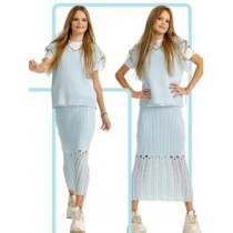 Юбка вязаная с рваным эффектом голубая