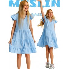 Платье из муслина подростковое небесно-голубое