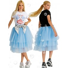 Фатиновая юбка с бантом голубая