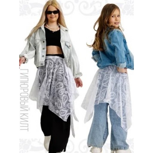 Гипюровая юбка килт подростковый белый Гипюровая юбка килт подростковый белый