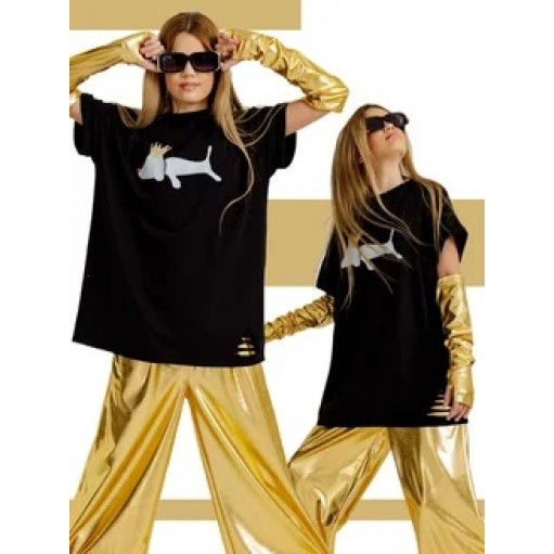 Футболка туника с собакой черная