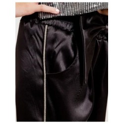 Брюки атласные палаццо с бантом. Цвет черный