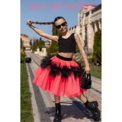 Фатиновая юбка-шорты Bubble супер объем черный-фуксия