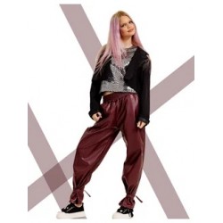 Брюки джоггеры утепленные кожа. Бордо