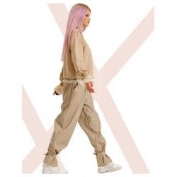 Брюки джоггеры утепленные кожа. Бежевый лайт