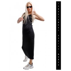 Платья-майка лапша с разрезами черное Bloomy-line