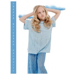 Футболка туника рваная удлиненная небесно-голубая