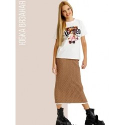 Юбка вязаная миди кофе с молоком Bloomy-line