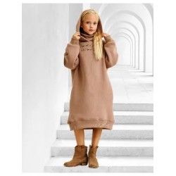 Худи - платье с начесом кофе с молоком Bloomy-Line Худи - платье с начесом кофе с молоком Bloomy-Line