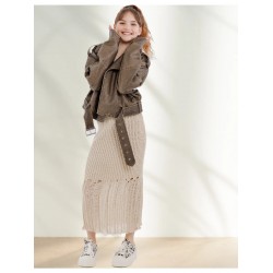 Юбка вязаная с рваным эффектом кремовый капучино Bloomy-line