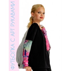 Лонгслив футболка c рукавами сетка принт яркий