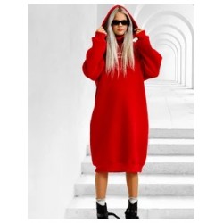 Худи - платье с начесом красное Bloomy-Line