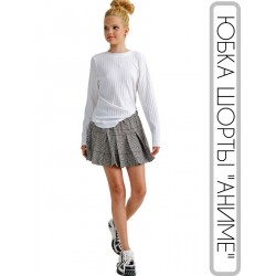 Юбка-шорты аниме серая клетка Юбка-шорты аниме серая клетка