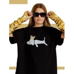 Футболка туника с собакой черная