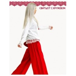 Свитшот с кружевом белый