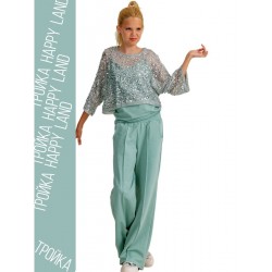 Костюм тройка с сеткой мятно-бирюзовый