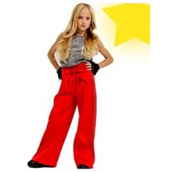 Брюки атласные палаццо с бантом. Цвет красный