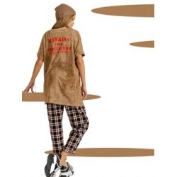 Футболка туника варенка рваная удлиненная песочная