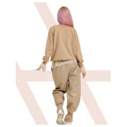 Брюки джоггеры утепленные кожа. Бежевый лайт