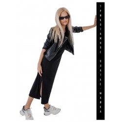 Платья-майка лапша с разрезами черное Bloomy-line