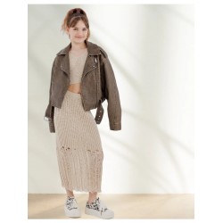 Юбка вязаная с рваным эффектом кремовый капучино Bloomy-line