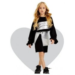 Туника платье c кожаной съемной баской в серебре