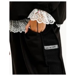 Свитшот с кружевом черный