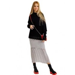 Юбка вязаная с рваным эффектом серая