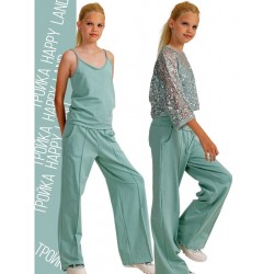 Костюм тройка с сеткой мятно-бирюзовый