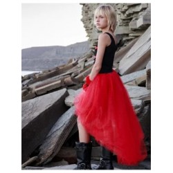 Асимметричная юбка-шорты mini-maxi красная