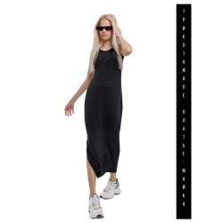 Платья-майка лапша с разрезами черное Bloomy-line