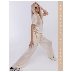 Футболка вязаное кружево светло-песочная