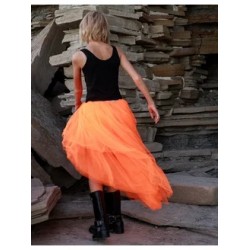 Асимметричная юбка-шорты mini-maxi оранжевая