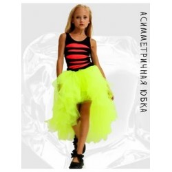 Асимметричная юбка-шорты mini-maxi желтый неон