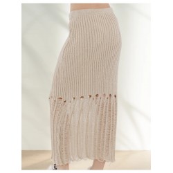 Юбка вязаная с рваным эффектом кремовый капучино Bloomy-line