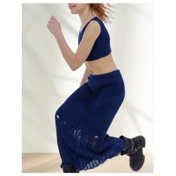 Юбка с топом вязаный костюм синий, Bloomy-line