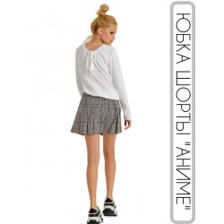 Юбка-шорты аниме серая клетка Юбка-шорты аниме серая клетка