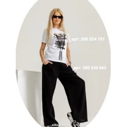 Широкие брюки из муслина черные Bloomy-line